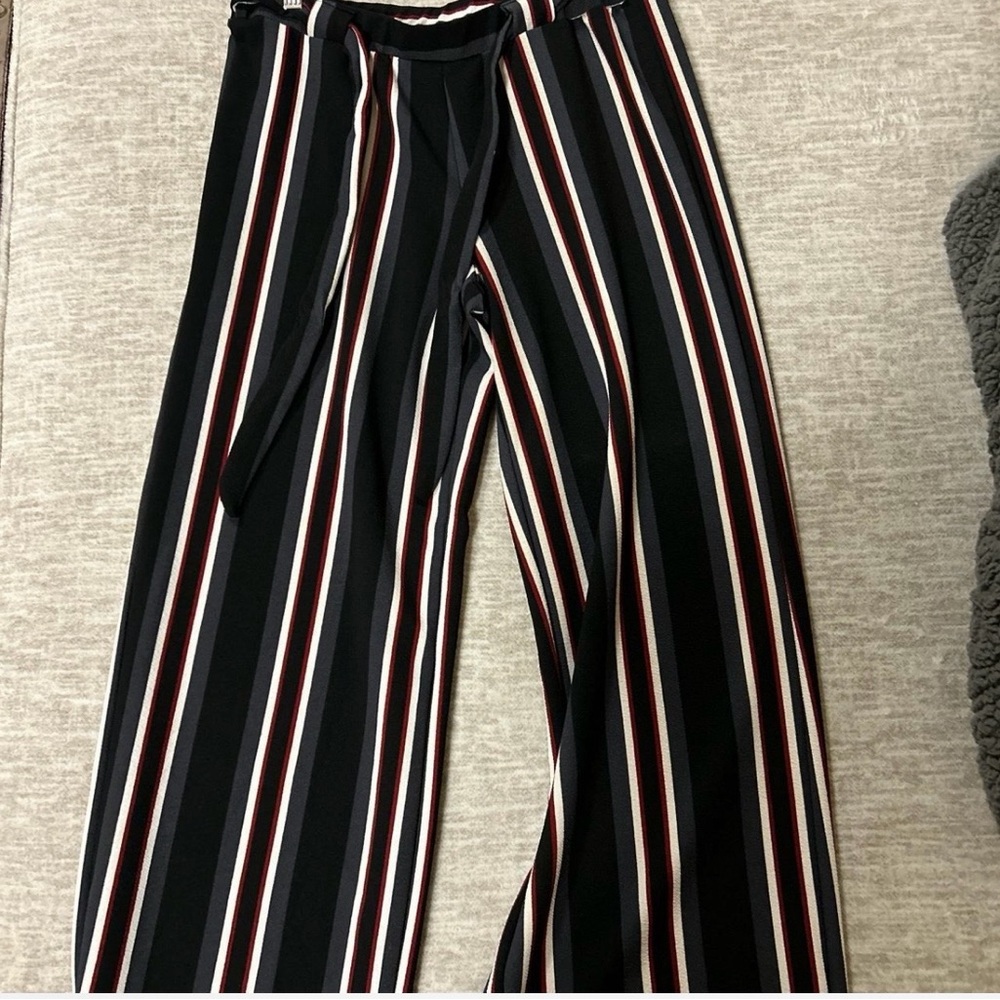 Hot Kiss Black and Red Striped Wide Leg Pants